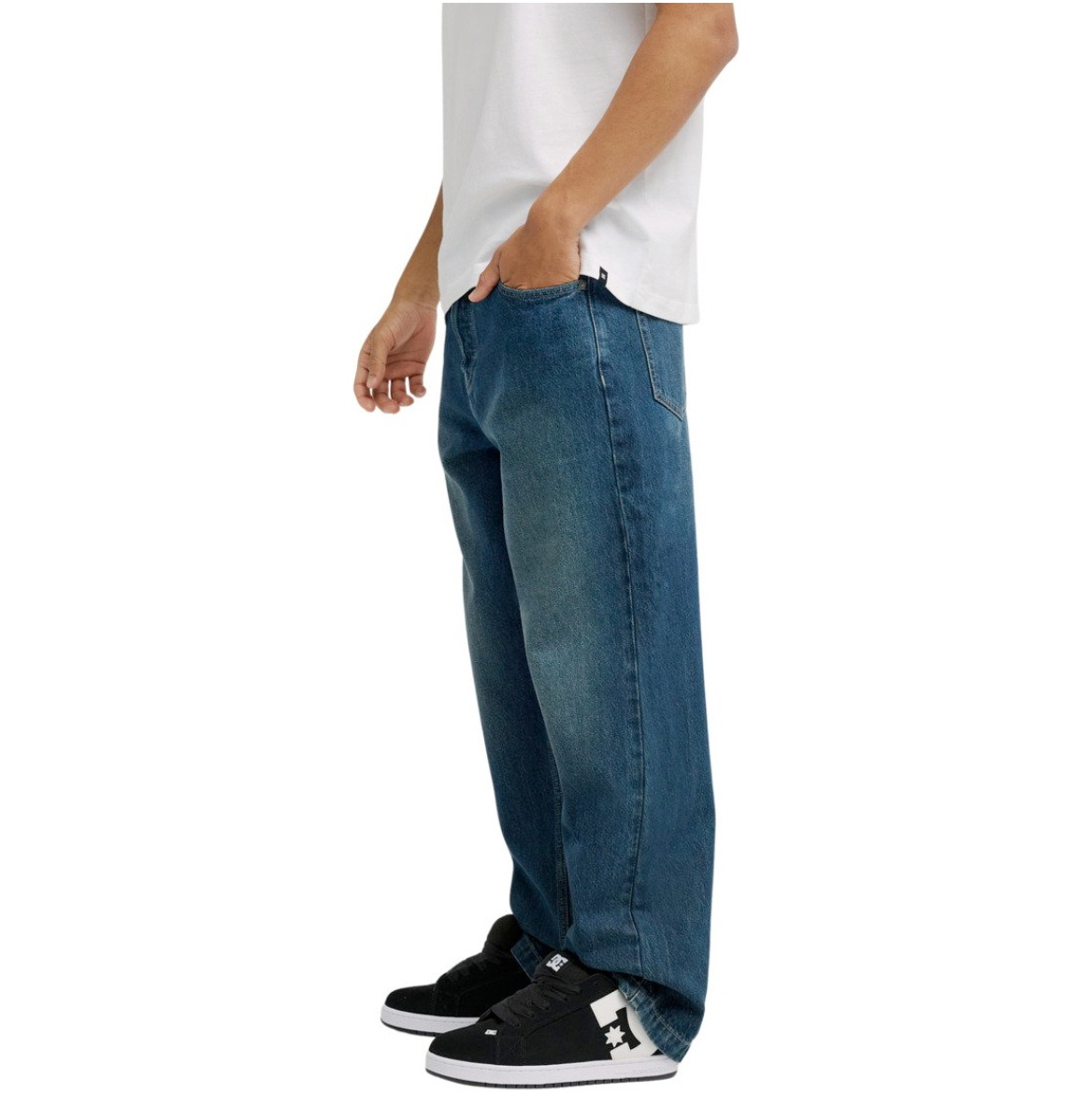 2026 DC Shoes Mens Worker Baggy Denim Double That Denim Trousers EDYDP03433 - Dark Denim